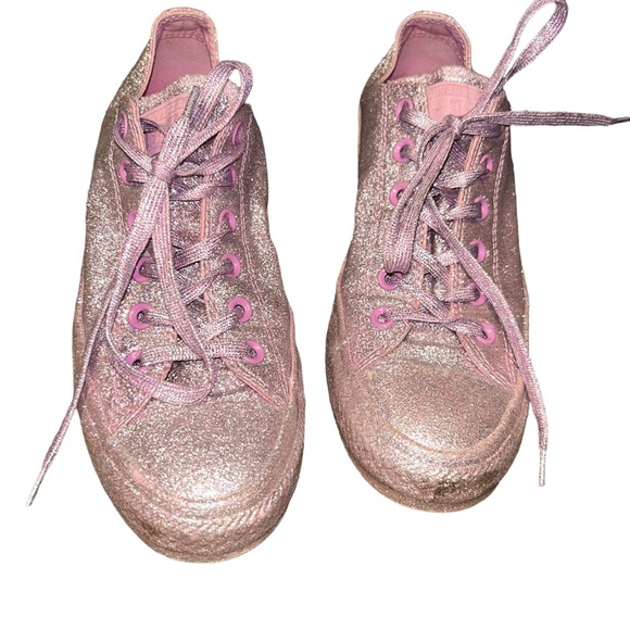 Converse Chuck Taylor All Star Lo pink Glitter sneakers size 9 sparkle - Picture 3 of 8